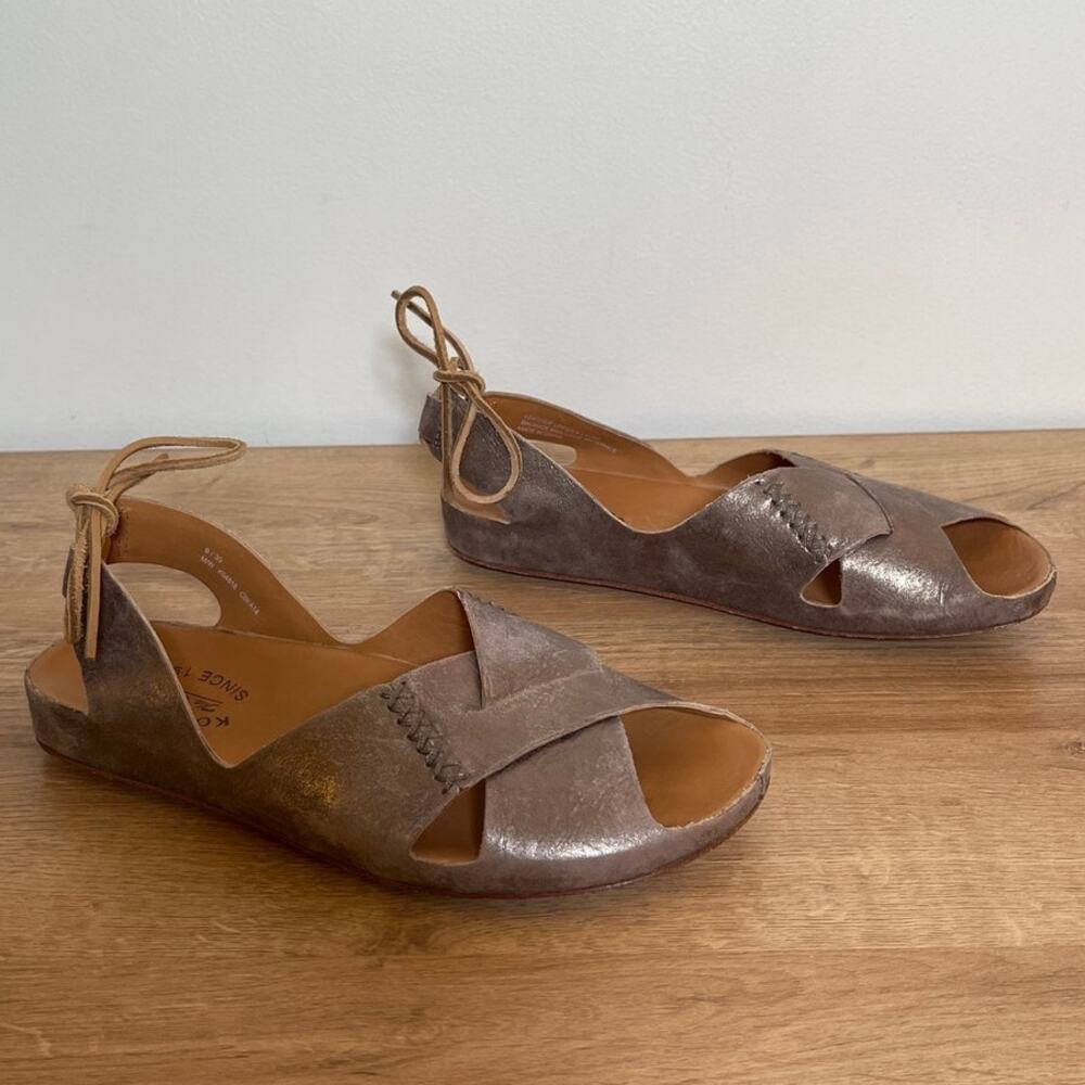 Kork-Ease Rebecca Slingback Tie Sandals Bronze Leather Comfort Flat US 8 EU 39 - Picture 3 of 8